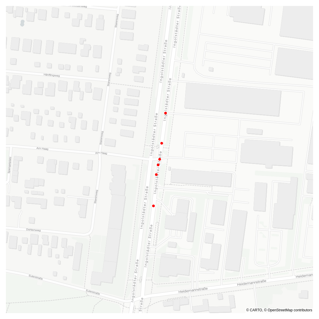 Ein Kartenausschnitt mit dem Unfallschwerpunkt