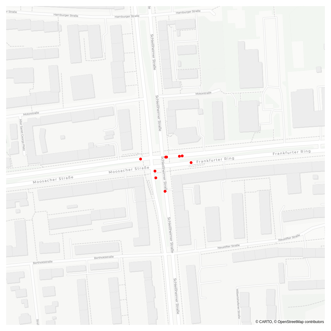 Ein Kartenausschnitt mit dem Unfallschwerpunkt